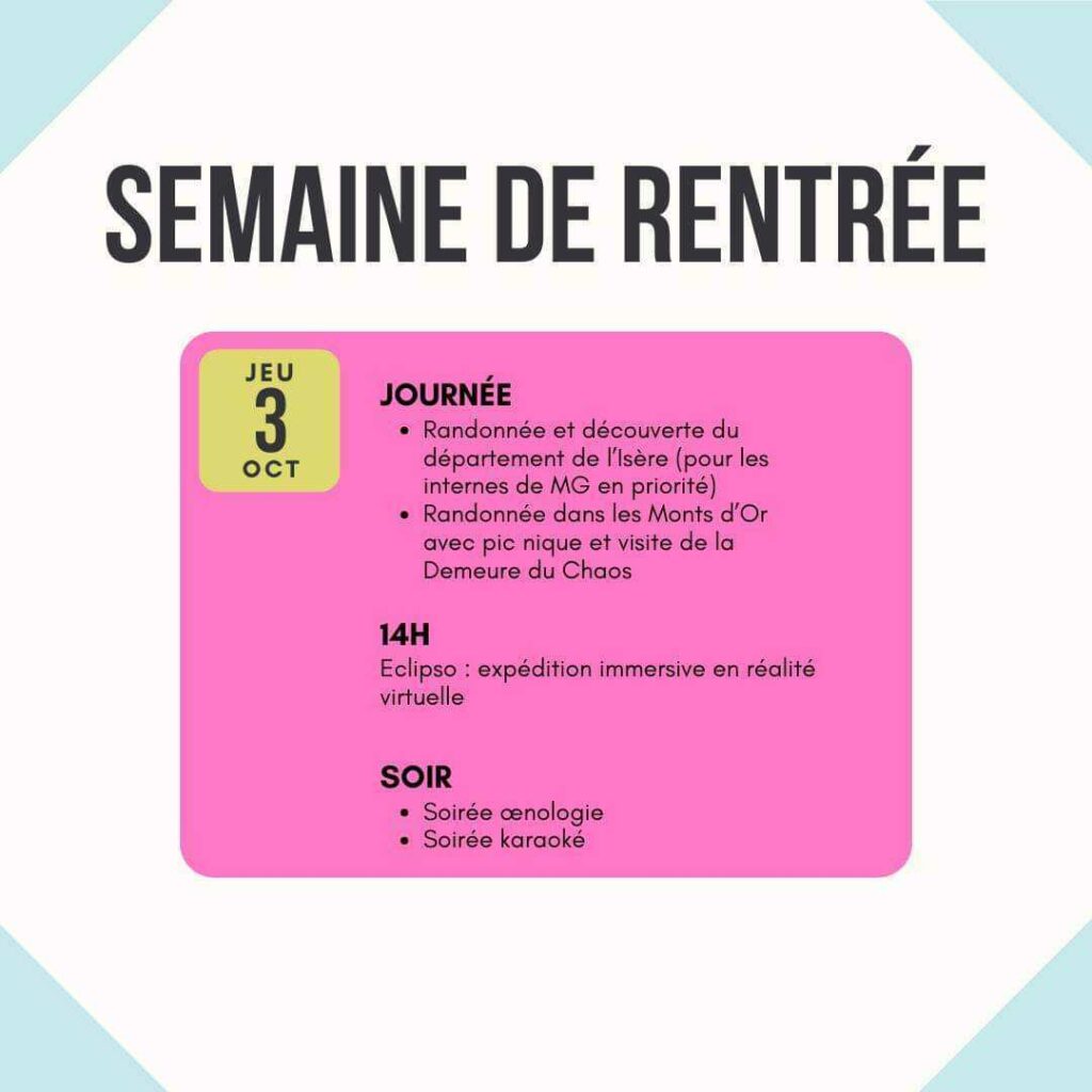 semaine de rentrée 2024 - 03/10