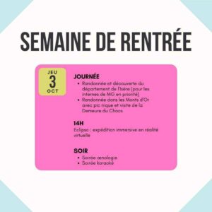 semaine de rentrée 2024 - 03/10